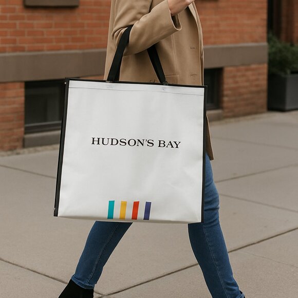 HBC Stripes Tote Bag - Hudson's Bay Stripes Reusable Shopping Tote New With Tag - Picture 2 of 7